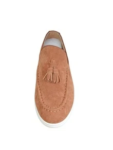 Mocasines de punta redonda para hombre, parte superior con borlas, color marrón, zapatos nuevos para hombre 2025, zapatos de trabajo formal de negocios, mocasines planos de estilo británico, casuales y transpirables, suela blanda, adecuados para todas las estaciones - Marrón - Ver 9