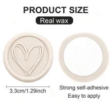 30 PCS Heart Pattern Self-Adhesive Wax Seal Stickers For Gifts Wedding Invitation Envelope Sealing-Beige - Heart-beige - View 5