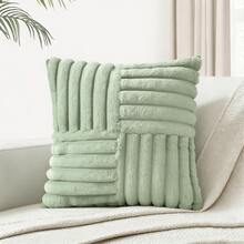 1pc Solid Color Pillow Cover (Pillow Insert Not Included), Fabric Throw Pillow Case, Suitable For Living Room Sofa - Cross Sage Green - View 8