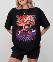 Short-Sleeved T-Shirt Printed With "Vince Carter Toronto Raptors Retro Dunk Graffiti Tee", Unisex Loose Fit - Black - View 7