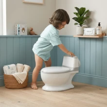 Potty Training Toilet Seat For Toddlers - Realistic Design With Splash Guard & Non-Slip Base - Removable Bowl For Easy Cleaning - White - View 10