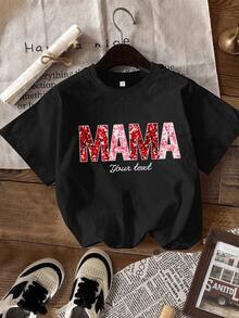 [Personalized Item] Women's T-Shirt With Personalized Name For Mother's Day, Personalized T-Shirt For Mom, T-Shirt For Flower-Loving Mom, T-Shirt For Nature-Loving Mom, Mother's Day Gift, Gift For Mom, Valentine's Day Gift For Mom, T-Shirt For Mom With Names, Holiday Gift For Mom - 黑色 - 查看 6