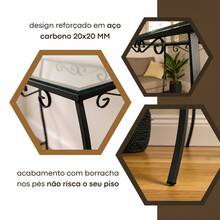 Aparador em Aço Carbono 60cm Decoração Sala Quarto Luxo Mesa Design Moderno Móveis Versátil Hall - Preto - Visão 8