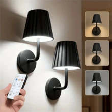 1pc/2pcs Rechargeable LED Wall Lights, LED Wall Lights With Remote Control, Modern Touch Wall Lights With Dimming/Timing, 3 Color Temperatures, LED Night Lights For Bedroom, Living Room, And Hallway (1800mAh) - USB - View 1
