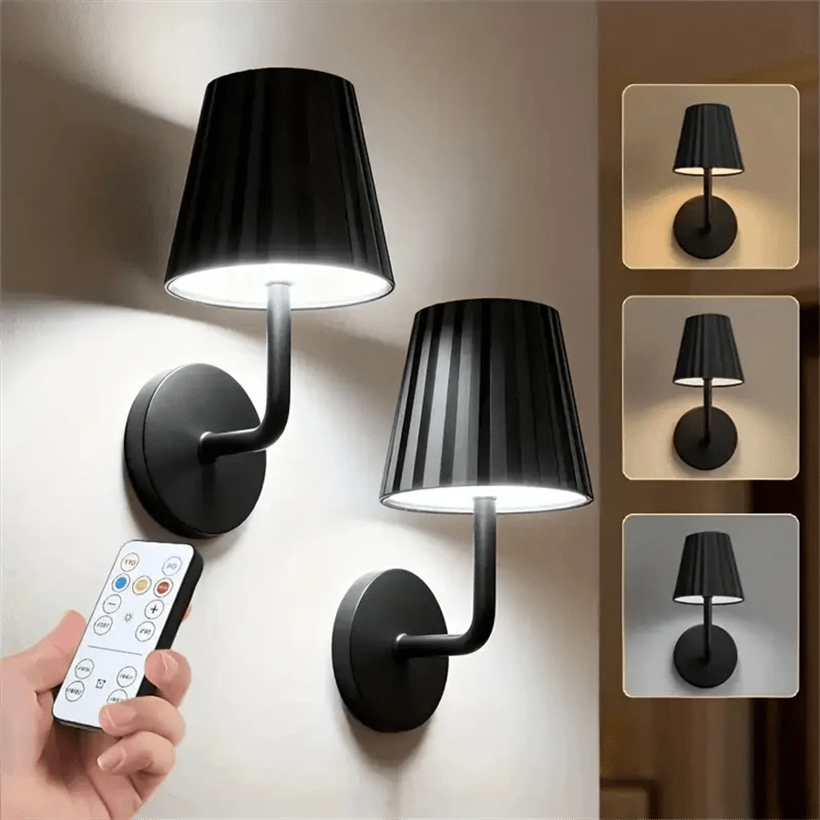 1pc/2pcs Rechargeable LED Wall Lights, LED Wall Lights With Remote Control, Modern Touch Wall Lights With Dimming/Timing, 3 Color Temperatures, LED Night Lights For Bedroom, Living Room, And Hallway (1800mAh) - USB - View 1