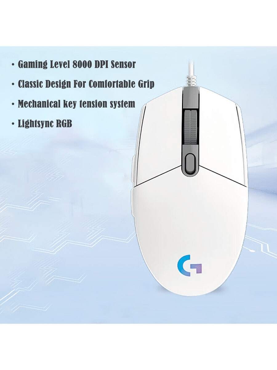 Logitech Ratón de juego con cable G102, diseño mecánico ligero, efectos de iluminación RGB, portátil, diseño clásico, agarre cómodo, adecuado para manos pequeñas a medianas - Ver 1