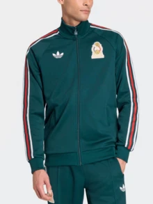 adidas originals 三條紋時尚休閒健身訓練立領拉鍊透氣長袖跑步外套男款 - 綠色 - 查看 1