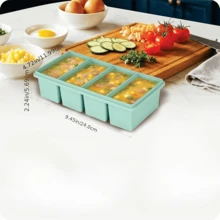 1pcs Silicone Freezer Trays With Lids, 1-Cup Soup Container Style Ice Cube Trays For Freezer - Leakproof, Dishwasher, Oven , Stackable, Ideal For Frozen Broth, Leftovers & Meal Prep - màu xanh lá - Xem 3