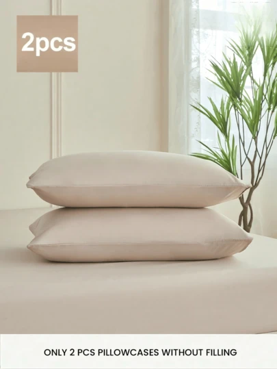 2pcs Khaki Premium Microfiber Envelope Pillow Covers, Soft & Breathable, No Filling, Luxurious & Comfortable, Ultra Soft & Breathable, Machine Washable, Great Gift For Friends And Travel. Envelope Closure, Cool & Comfortable, Luxury Bedding Pillow Covers, Ultra Soft Hotel Pillow Protectors, Fit Standard, Queen, King Size, Twin, Dorm Beds.