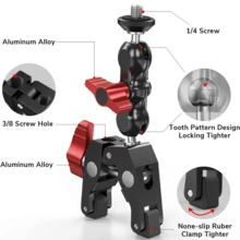360° Rotating Camera Clip Mount Universal Dual Ball Head Magic Arm Phone DSLR Fill Light Stand - View 10