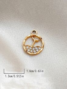 10个镀金水晶动物吊坠，鹿/海豚/猫头鹰造型水钻吊坠，适用于DIY手链/项链饰品制作 - 金色 - 查看 6