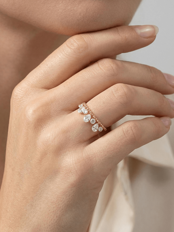 1 pieza Anillo con gota de cielo estrellado de diamante, adecuado para vestimenta formal