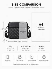 peach tree Tas Kotak Pria, Tas Selempang Bahu, Tas Persegi Kecil, Dompet Tahan Air PU Motif Bunga Retro, Kantong Perlengkapan Mandi Bisnis Unisex - MultiWarna - View 2