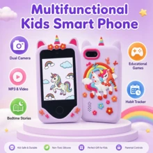 JCXCMEX 2026 Nouveau smartphone de simulation pour enfants, design à double caméra, effets sonores intelligents et écran tactile, conçu pour l'éducation précoce. Il peut enseigner l'anglais et les chiffres aux enfants, un jouet interactif portable avec de la musique et des histoires intégrées, durable et antichoc, cadeau idéal pour la Fête des enfants et les anniversaires - Multicolore - Voir 7