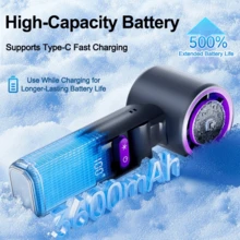 Portable Turbo Fan - 5 High-Speed Gears 4000mAh Rechargeable Mini Personal Handheld Fan With Ice Cooling, Summer Travel Essentials, Beach Vacation Gifts For Women And Men - 粉紅色 - 查看 4