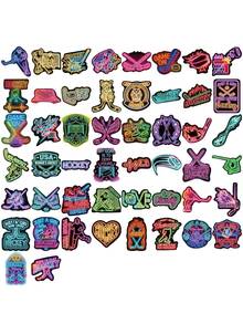 50pcs Neon Ice Hockey Stickers, Waterproof Vinyl Stickers, Suitable For Laptop, Water Bottle, Skateboard, Journal, Helmet. - Multicolor - View 3