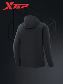 XTPE Xtep--Wing | Soft Shell Jacket 2.0 男士戶外連帽防風運動夾克 登山保暖內裡防風外套，純黑色 - 正黑色 - 查看 2