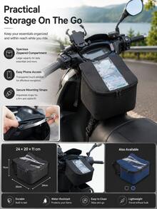 Bolsa de tablero para motocicleta y eléctrica con navegación de pantalla táctil, bolsas de almacenamiento duraderas para motocicleta, almacenamiento al aire libre para teléfono, llaves, artículos esenciales de motocicleta - Montaje en el manillar para al conducir, diseño elegante y resistente - B - Ver 8