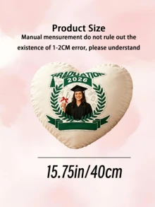 1pc Customized Heart-Shaped Throw Pillow, Personalized Graduation Cap Photo Pillow, Suitable As Graduation Decor, Graduation Gift, Expression Of Love, Heart-Shaped, Suitable For Couples And Home Decor, Romantic Home Decor | Graduation Design | Decorative Pillow - Upload Picture Customization - View 15