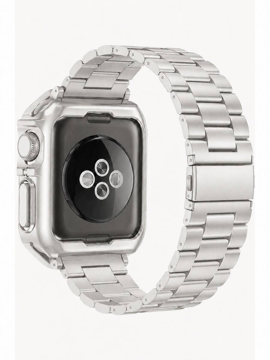 2件套不锈钢表带和TPU表壳组合，兼容 49mm、46mm、44mm、45mm、41mm、40mm、38mm，防震表壳适用于Ultra/SE11/10/9/8/7/6/5/4系列，智能手表表带配件，替换表带，男女皆宜，理想礼品