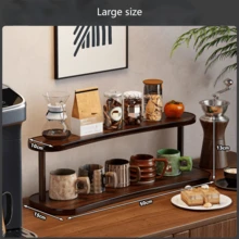 2-Tier Wooden Countertop Storage Rack - Non-Slip Space-Saving Shelf, Suitable For Small Spaces, Multi-Functional Organizer For Cosmetics, Spices, Bottles, Jars And Baskets, Bathroom Storage Rack, Kitchen Countertop Organizer, Desktop Cup Holder, Decorative Shelf - Coffee Brown - View 10