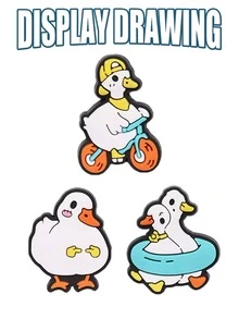 6- 11 PCS Random Duck Series, DIY Charms For Shoe Key Chain Sandals Beach, PVC Shoe Charms For Clogs Premium Decorations Accessories Great Gifts - Yellow - View 6