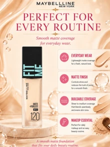 Maybelline 美寶琳 Soft Matte 防曬粉底液 #120，5/30ml，長效滋養，3合1，輕盈無感，霧面完美妝效，適合油性肌膚 - 柔霧版120 - 查看 11