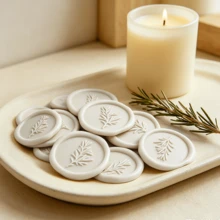 30 PCS Rosemary Pattern Self-Adhesive Wax Seal Stickers For Gifts Wedding Invitation Envelope Sealing-Light Grey - Rosemary-light Grey - View 5