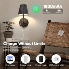 1pc/2pcs Rechargeable LED Wall Lights, LED Wall Lights With Remote Control, Modern Touch Wall Lights With Dimming/Timing, 3 Color Temperatures, LED Night Lights For Bedroom, Living Room, And Hallway (1800mAh) - USB - View 7