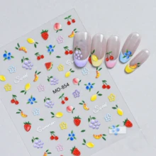 Hình dán móng tay mini hình trái cây dập nổi 5D, dâu tây, dưa hấu, anh đào, trang trí móng tay mùa hè tươi mát tự làm. - Nhiều màu - Xem 12