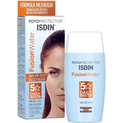  ISDIN Fotoprotector Fusion Water SPF 50 | 50ml - Protección Solar con Tecnología WaterProof, Regalo Perfecto para Fiestas, Ideal para Deportes y Actividades al Aire Libre, Fórmula Ligeramente Perfumada, para Todo Tipo de Piel