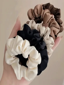 3pcs Random Color Vintage Scrunchies, High Elasticity - Very Suitable For Indoor Home Use, Outdoor Activities, Outings, Travel, And Other Occasions - Multicolor - View 4