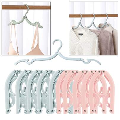 5 Portable Travel Folding Hangers, Made Of PP Plastic Material, With A Surface And Space Saving Design, Foldable Hangers Suitable For Students And Travelers