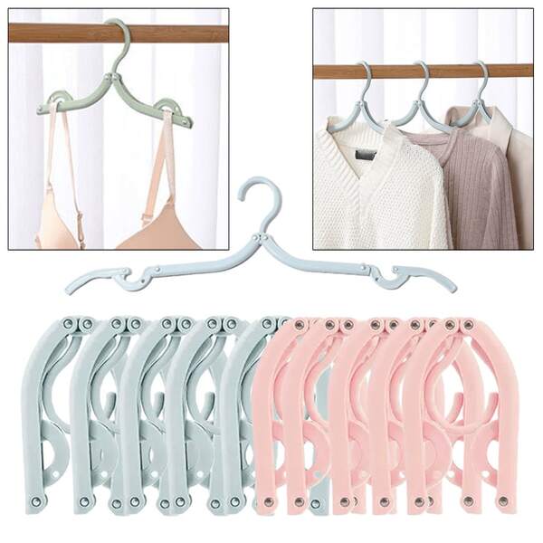 5 Portable Travel Folding Hangers, Made Of PP Plastic Material, With A Surface And Space Saving Design, Foldable Hangers Suitable For Students And Travelers