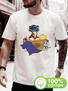 (Disney T Shirts)Stitch (Lilo & Stitch) X Winnie The Pooh Tigger Cosplay Cartoon Print With Scrump Doll & Pineapple Box 100% Cotton Crew Neck Short Sleeve Graphic Tee Men's Casual Top, Mens Clothes, Men, Ropa De Hombre, Summer Clothes, Men Shirts, Graphic Tees, Disney Outfits Men, Graphic Tees, Camisetas Para Hombre, Camisas Para Hombre, Summer Outfits For Men, Father's Day Gift, Perfect Gift For Family And Friends, Which Are Necessary For Birthday Parties, Disney Shirts, Mens Clothes, Summer Clothes, Officially Licensed Disney T-Shirts, Disney Men's And Women's Spring/Summer Fashion Casual Short-Sleeve T-Shirts - trắng - Xem 1