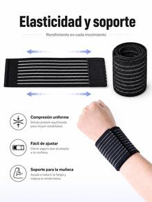 1 par de muñequeras deportivas, muñequeras para el síndrome del túnel carpiano, muñequeras elásticas de polímero transpirable de compresión, muñequeras deportivas elásticas transpirables unisex. - pulsera - Ver 6