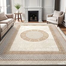 1pc Khaki Minimalist Velvet Thickened Rug, Decorative Carpet, Bedroom Decor, Small Rug, Carpet, Home Decor, Living Room Rug, Living Room Small Rug, Bedroom Carpet - Multicolor - View 6