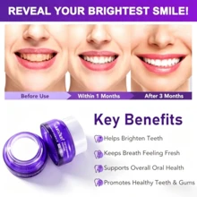 PurelyWHITE DELUXE Simply Purple Brightening Powder, Enamel No Sensitivity Toothpaste Whitening Powder, Conceals Stains From Coffee, Tea, Food, Wine And Tobacco, V34 Purple Toothpowder Teeth Cleaning Powder, Teeth Whitening Kit Deeply Moisturizes Hydrates Skin With Long Lasting Brightness, Enhanced Elasticity Vitality Boosting Formula For Radiant Smile - 藍色 - 查看 2