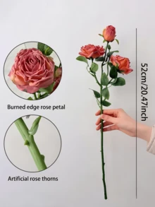 1/2/5pcs Burgundy Vintage Style Artificial Roses, Long Stem Silk Roses, Suitable For Home Decor, Room Decor, Wedding Decor, Bedroom Decor, Tabletop Decor, Birthday Party Decor, Garden Decor, Indoor Outdoor Decor, Spring Summer Decor - Burgundy - View 4