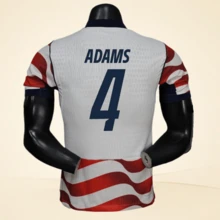 26-27 Season US National Team Home Red And White Color Scheme No. 4 ADAMS Fan Edition Breathable Sports Short Sleeve Jersey - 26-27 USA Home Game - No. 4 - View 1