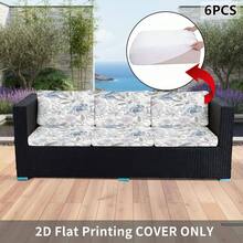 1pc/2pcs/6pcs/8pcs Set Floral & Plant Digital Print Outdoor Sofa Cover (Sofa Cover Only, Sofa Not Included), Protect Sofa Furniture, Home Decor, Machine Washable Patio Cushion Cover With Elastic Hem, Outdoor Sofa Seat Cushion Cover, Patio Furniture Cover, Living Room Furniture Protector, Suitable For Garden, Park, Indoor & Outdoor Sofa Cushion, Sectional Sofa And Armchair - B - View 1