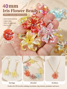10/20/40pcs 40mm Acrylic Transparent Iridescent AB Iris Flower Handmade DIY Vintage Jewelry Accessories Loose Beads - Iris - View 2