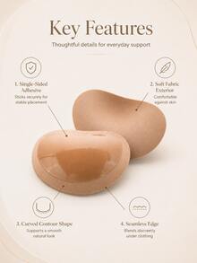 1 Pair Self-Adhesive Women's Bikini Breast Pads, Suitable For Lingerie, Swimwear Or Bikini. Ideal For Women With Larger Breasts, These Pads Are Thickened And Invisible. Suitable For Swimwear, Bikini And Push-Up Lingerie. Also Includes Regular Lingerie Breast Pads And Bra Cup Pads. - Multicolor - View 3