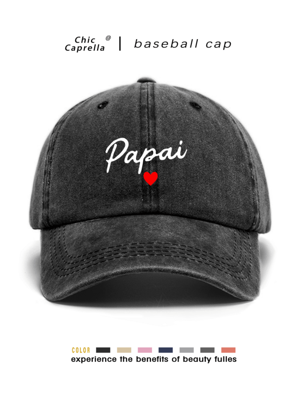 Classic Vintage Y2K Washed "Papai" Original Baseball Cap Trucker Hat, Unisex Hat For Men And Women, Suitable For All Seasons Spring Summer Autumn Winter, Perfect Gift For Valentine's Day, Bachelor Party, Father's Day, Mother's Day, Teacher's Day, Back To School, Halloween, Bride, Student, Teacher, Essential For Women's Summer Travel Beach Seaside, Women's Beach Hat, Bride Wedding Essential, Women's Accessories In Pink, Black Puerto Rican Casual Headwear Women's Trucker Hat