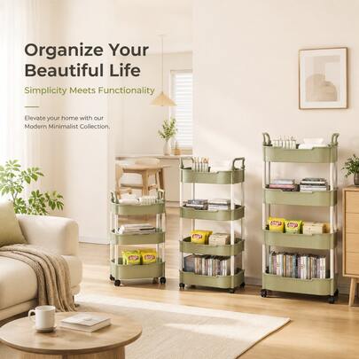 4/5 Tier Rolling Storage Cart  Rolling Utility Cart With Drawers,Room Decor,Bathroom Decor,Rolling Utility Cart Rolling Storage Organizer Tool For Kitchen,Bathroom,Living Room,Office Outdoor Decor