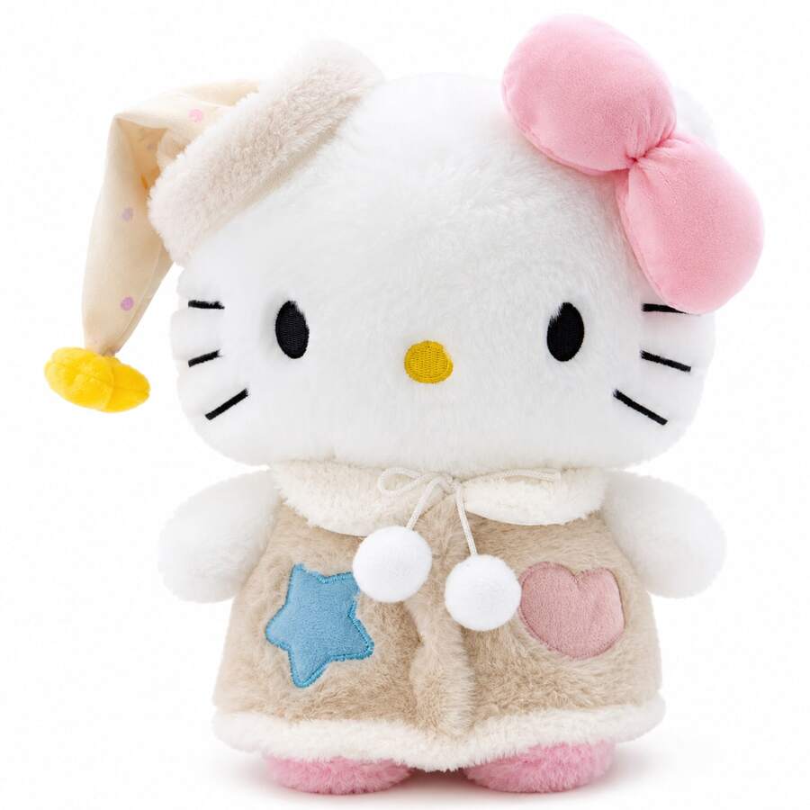 SANRIO 1件三丽鸥Hello Kitty毛绒睡衣帽，小猫咪毛绒玩具，KT猫毛绒娃娃礼物，家居装饰抱枕，安抚娃娃，节日礼物