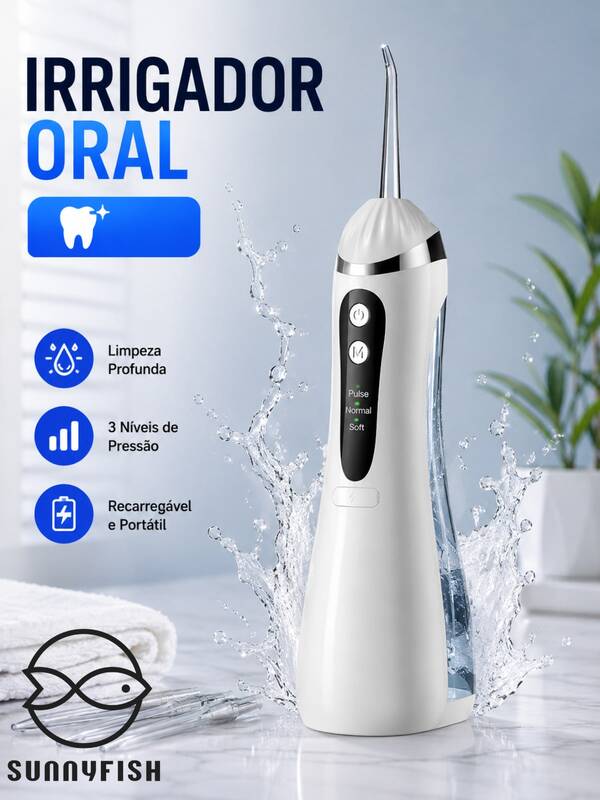 Sorria Mais Saudável: Kit Completo de Higiene Bucal com Irrigador Portátil, 3 Níveis de Pressão e Recarga Rápida