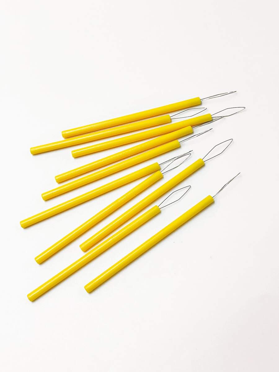 5pcs Yellow Plastic Threader, Extended Non-Slip Handle, Easy Threading. Bright Yellow Appearance, Not Easy To Lose. Universal Metal Guide Suitable For Multiple Needle Types, Smooth Threading, Applicable For Thick And Thin Materials, Suitable For Sewing And Embroidery - Plastic Thread Threader - View 1