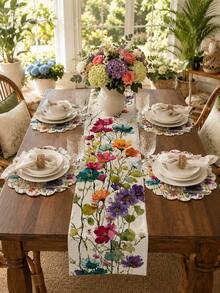 1/2pcs Colorful Watercolor Butterfly Table Runner And Placemat Set, Spring Country Style Restaurant Table Decoration, Suitable For Kitchen, Parties, Holidays And Everyday Use, Bohemian Home Decor. - Multicolor - View 8