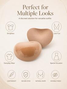1 Pair Self-Adhesive Women's Bikini Breast Pads, Suitable For Lingerie, Swimwear Or Bikini. Ideal For Women With Larger Breasts, These Pads Are Thickened And Invisible. Suitable For Swimwear, Bikini And Push-Up Lingerie. Also Includes Regular Lingerie Breast Pads And Bra Cup Pads. - Multicolor - View 5